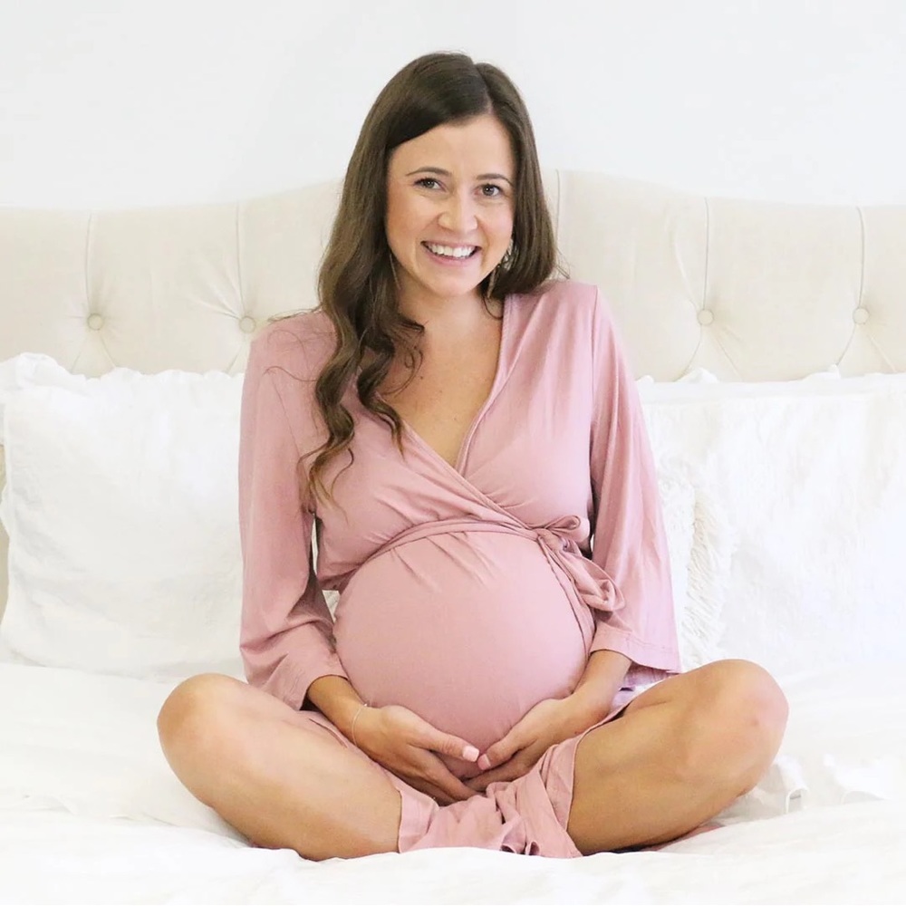 Caden Lane Mauve Bamboo Knit Maternity Robe